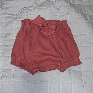 Loved Baby Girl Rust-Pink Baby Bloomers with Bow (9-12M) 100% organic cotton